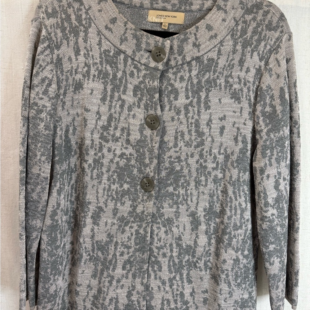 Jones New York Collection Gray Knit Two Piece Skirt Set Size Top L and Bottom M - Picture 3 of 14